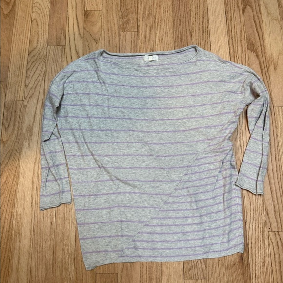 Lou & Grey Striped Top Gray and Purple - Picture 1 of 3